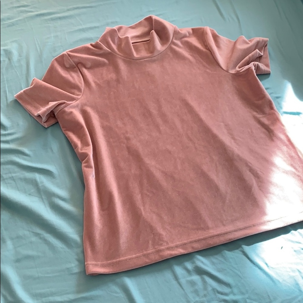 Blush Velvet Mock Neck Top